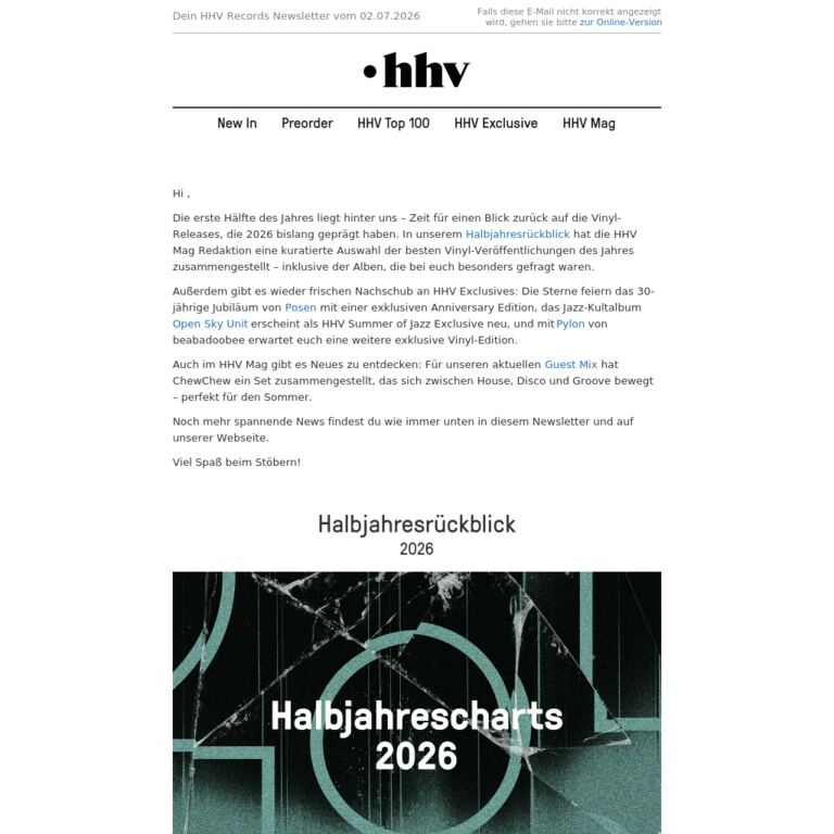 Halbjahresrückblick | Die Sterne | Open Sky Unit | beabadoobee - newsletter screenshot