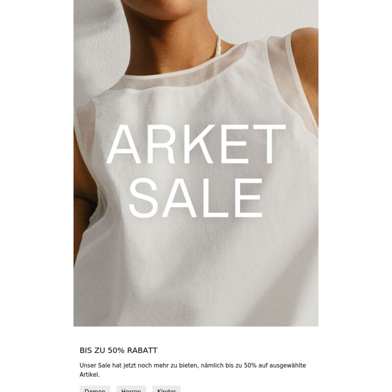 SALE – BIS ZU 50% RABATT - newsletter screenshot