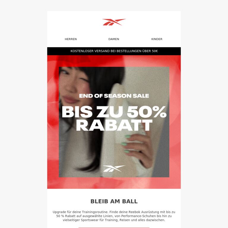 Sichere dir bis zu 50 % Rabatt im End of Season Sale - newsletter screenshot
