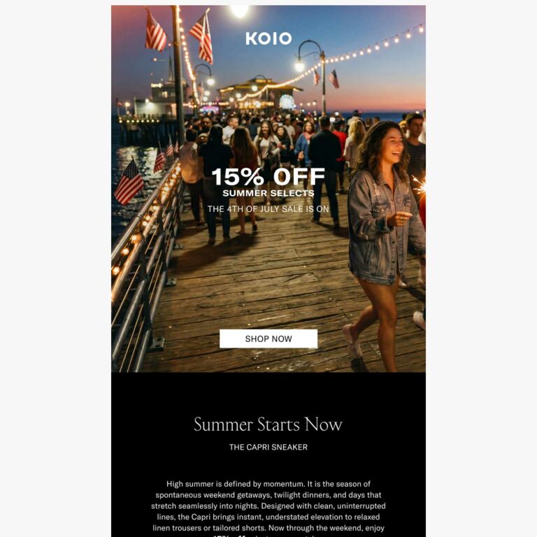 15% Off Summer: Pack Light, Walk Far. - newsletter screenshot