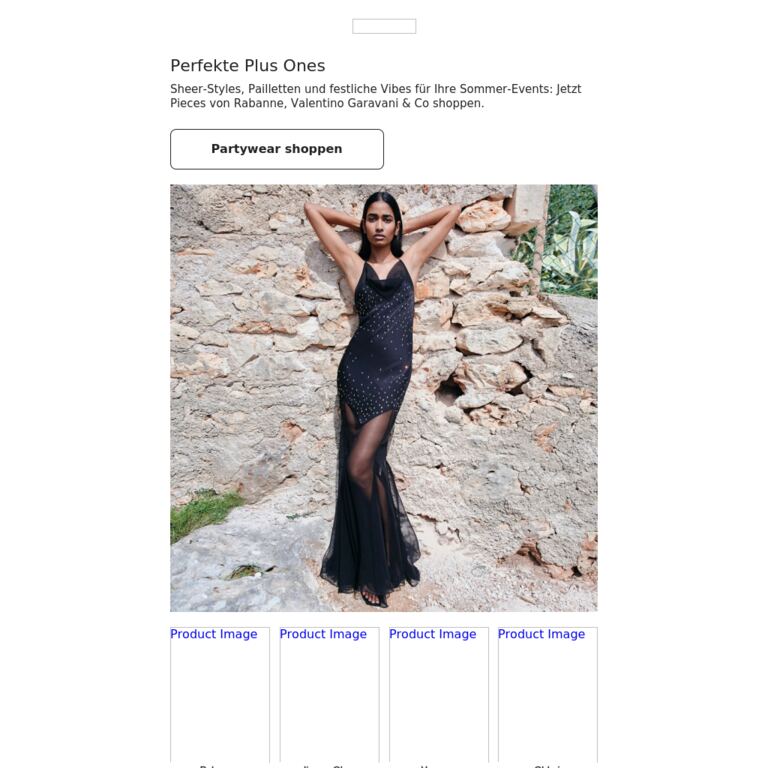 Partywear für den Sommer - newsletter screenshot