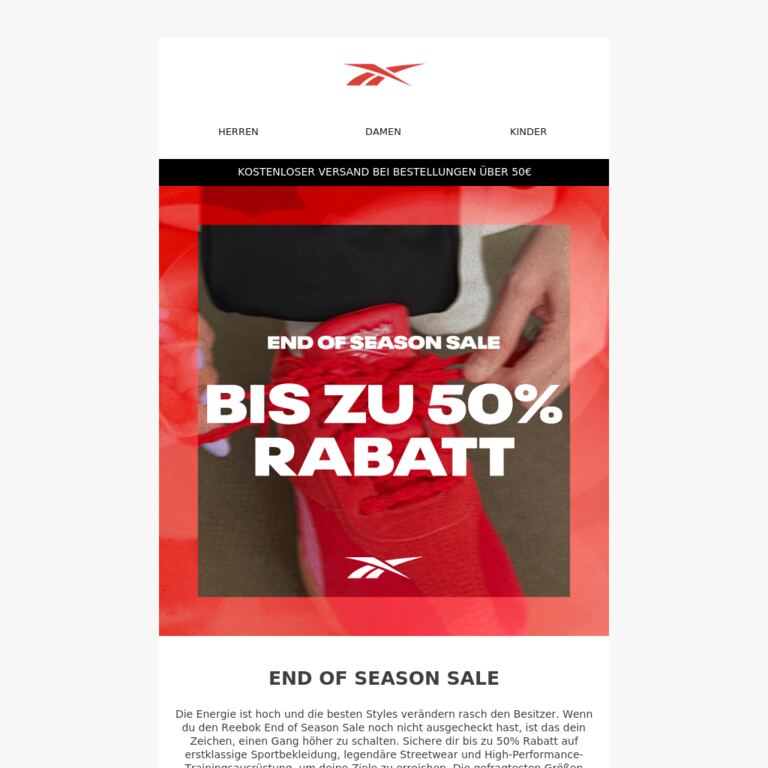 Lass dir das nicht entgehen. Bis zu 50% Rabatt auf ausgewählte Styles - newsletter screenshot