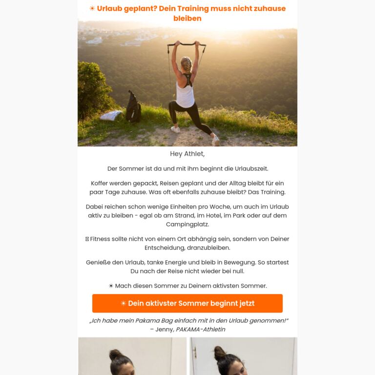 ☀️ Urlaub ja. Trainingspause nein. - newsletter screenshot