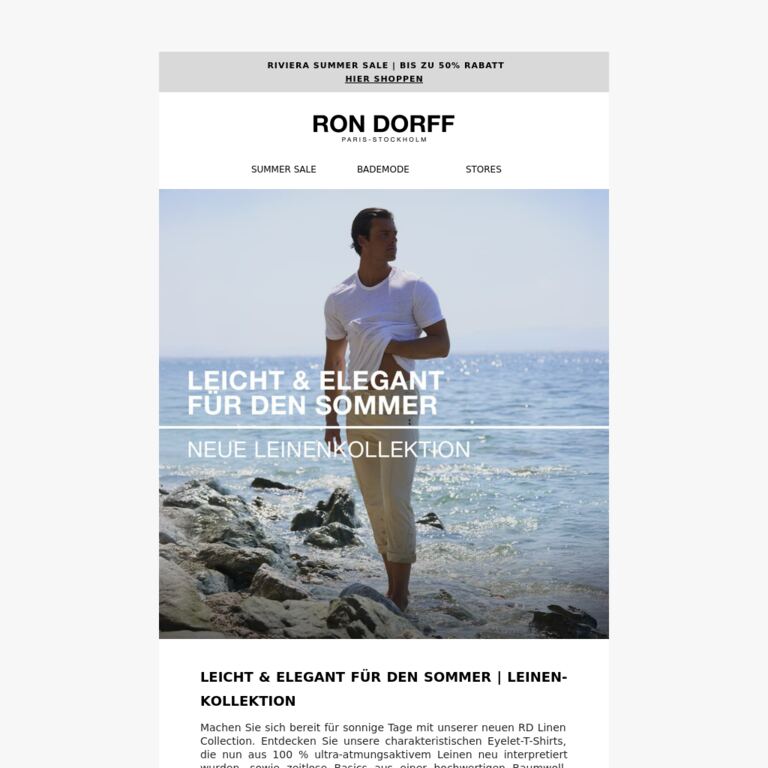 Leinen-Kollektion | Bis zu 50% Rabatt auf ausgewählte Artikel - newsletter screenshot