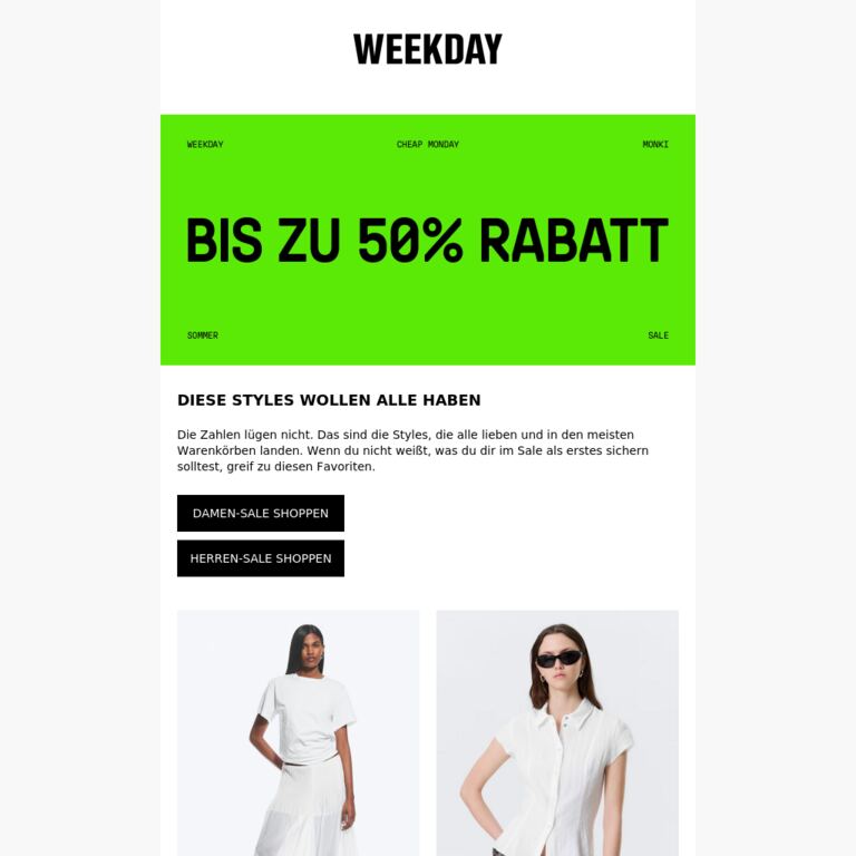 Top-Artikel? Mit 50% Rabatt. - newsletter screenshot