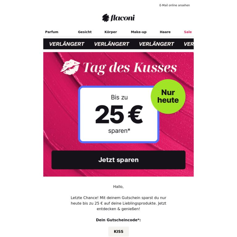 Verlängert: Dein 25 €-Gutschein 💋 - newsletter screenshot