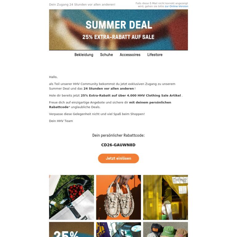 Summer Deal: Exklusiver Pre-Access. Sei unter den Ersten! - newsletter screenshot