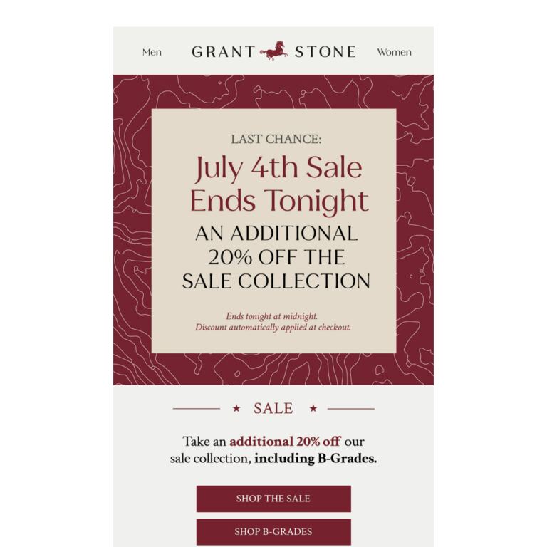 Last Chance: Extra 20% Off Ends Tonight - newsletter screenshot