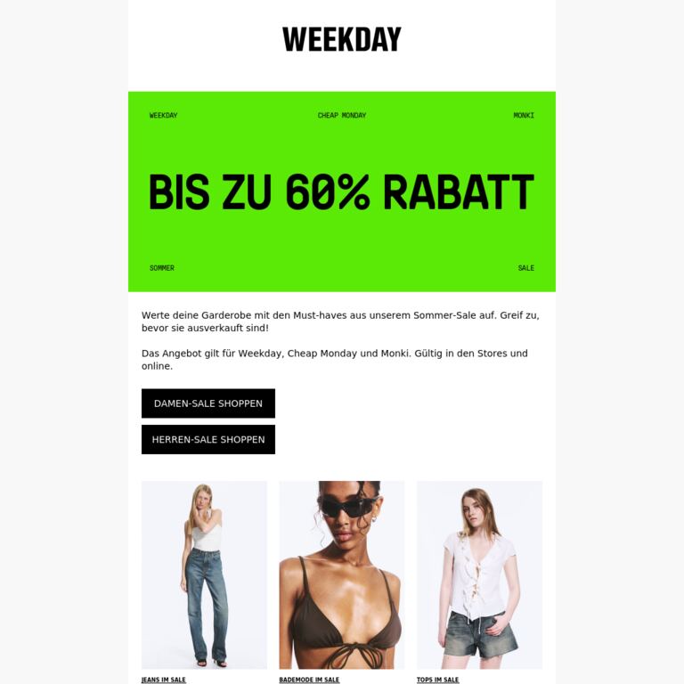 Bis zu 60% Rabatt | Sommer-Sale - newsletter screenshot