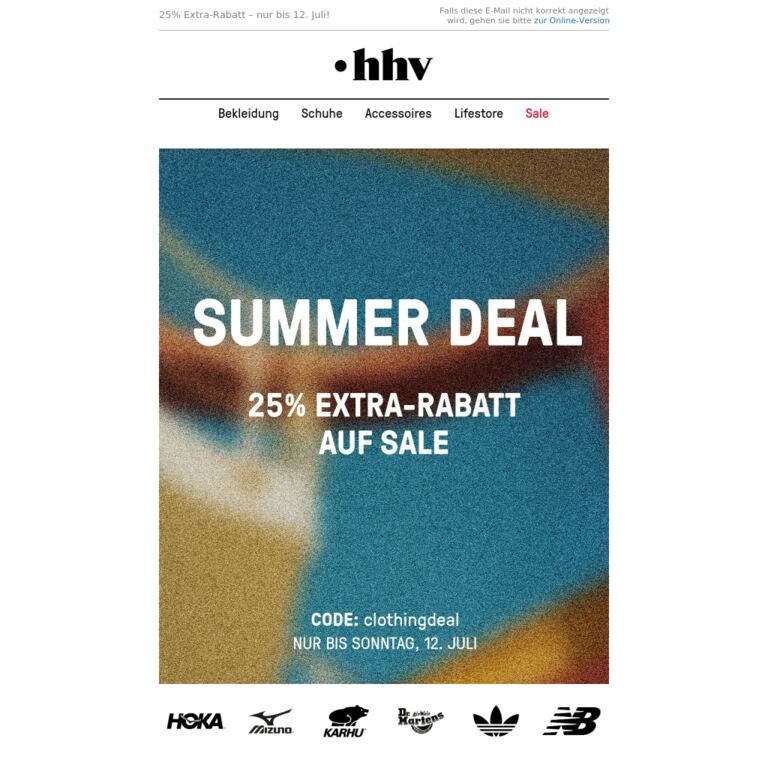 Jetzt bis zu 70% sparen mit 25% Extra-Rabatt! Nur bis 12. Juli! - newsletter screenshot