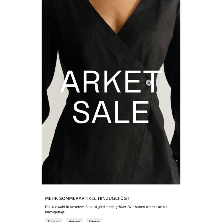 SALE – MEHR SOMMERARTIKEL HINZUGEFÜGT - newsletter screenshot
