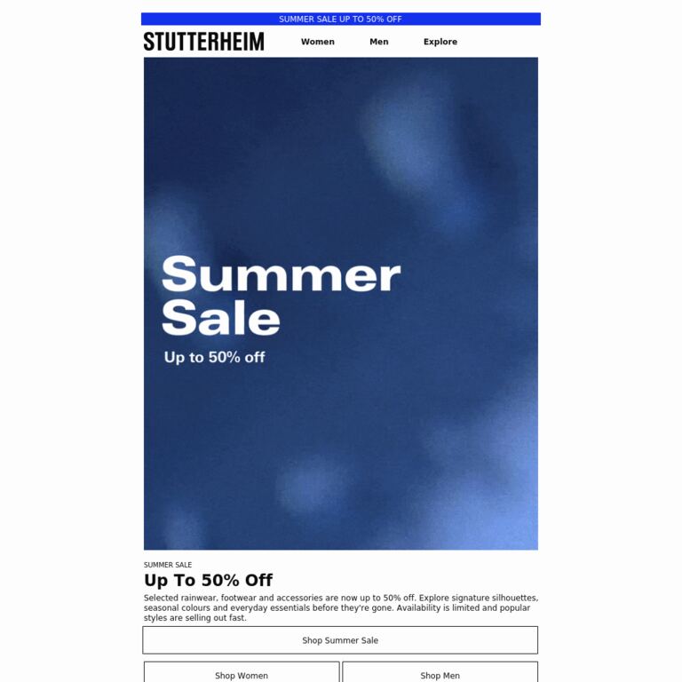 Summer Sale: Now Up To 50% Off - newsletter screenshot