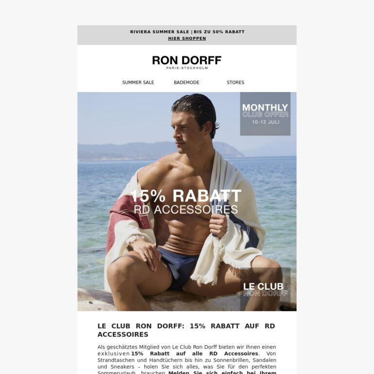 Mitglied-Exklusiv: 15% Rabatt auf RD Accessoires - newsletter screenshot