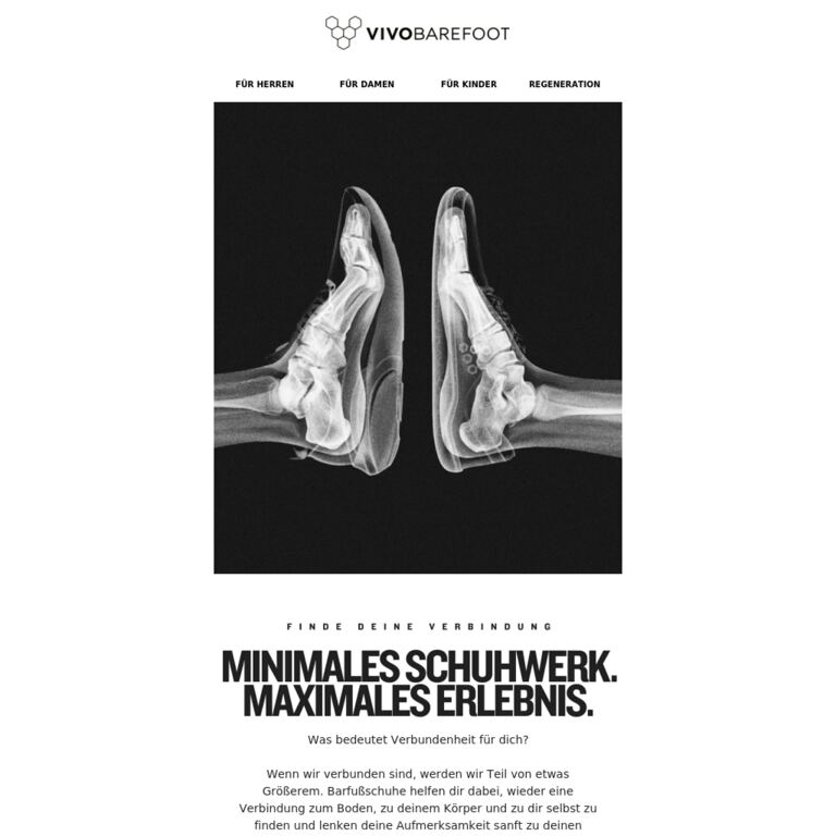 Minimales Schuhwerk. Maximales Erlebnis. - newsletter screenshot