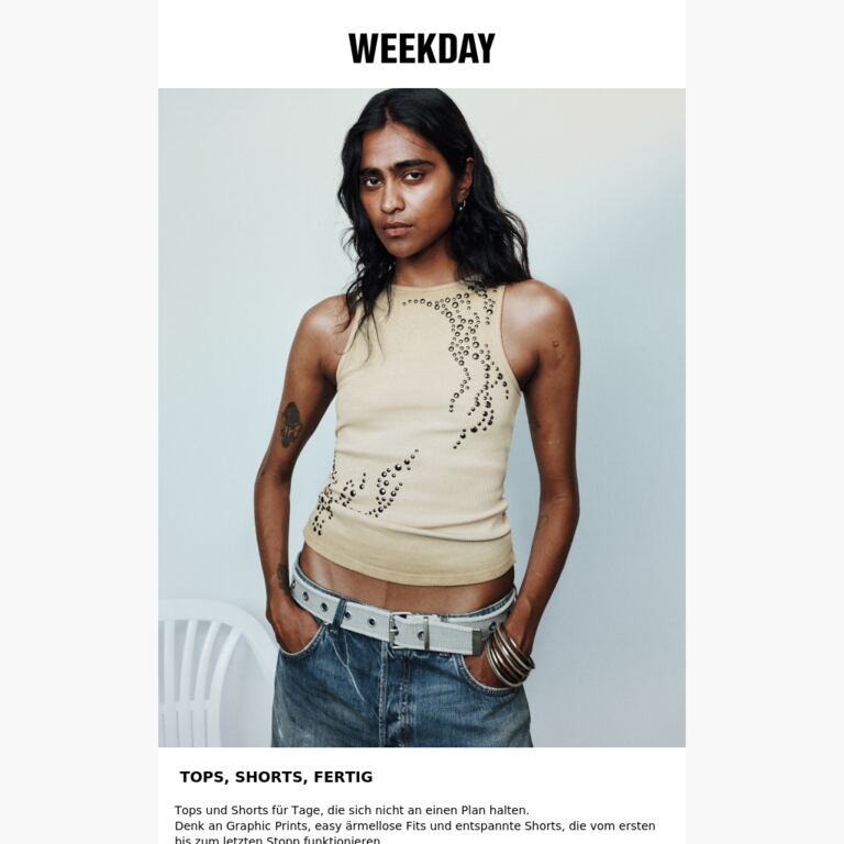 Tops, Shorts, fertig - newsletter screenshot