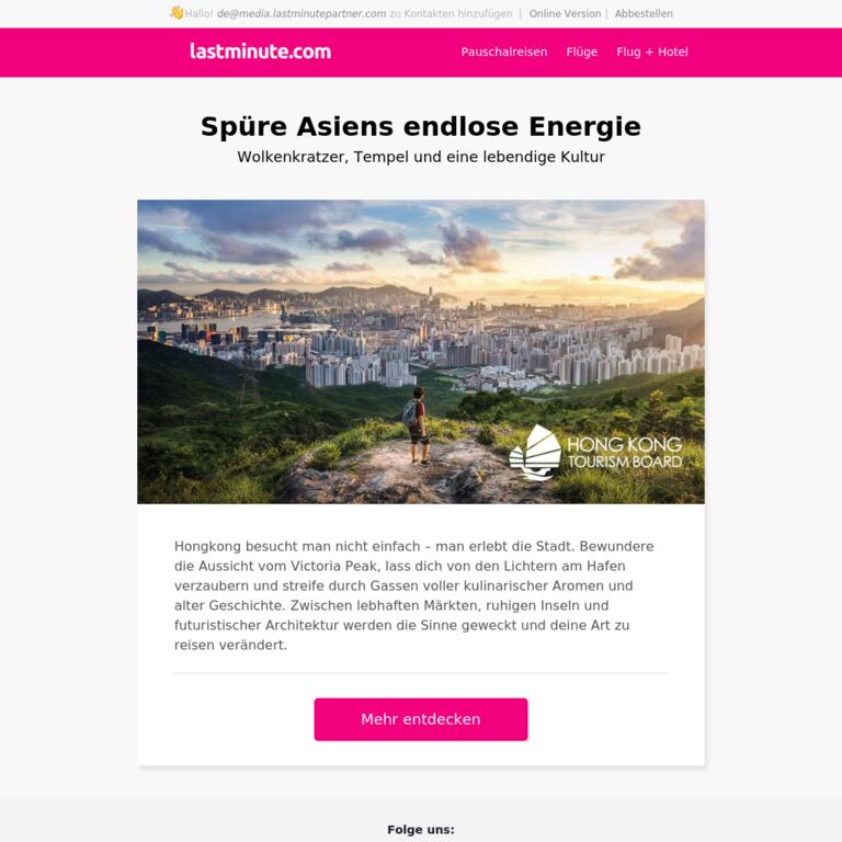 Hongkong: Eine Stadt der Kontraste - newsletter screenshot