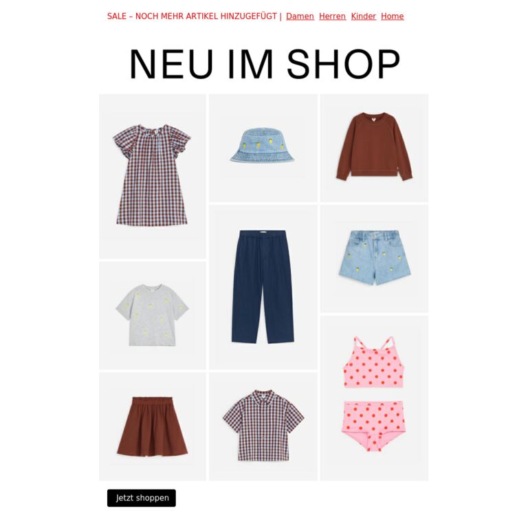 Kindermode – beliebteste Styles - newsletter screenshot