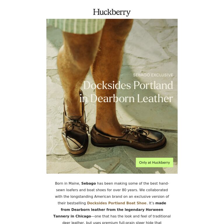 Exclusive Horween Dearborn Leather Boat Shoes - newsletter screenshot