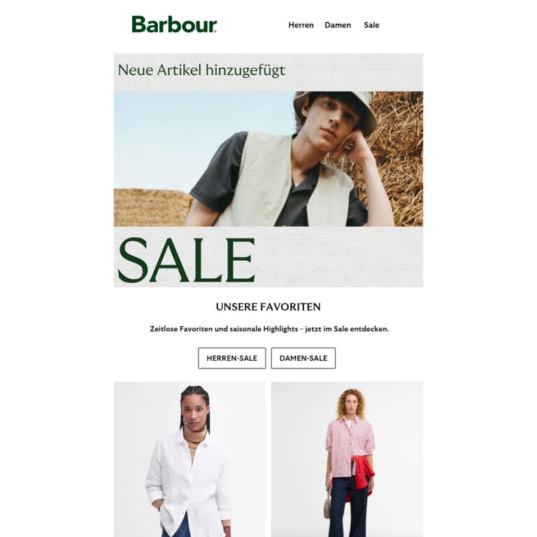 Unsere Top-Styles - newsletter screenshot