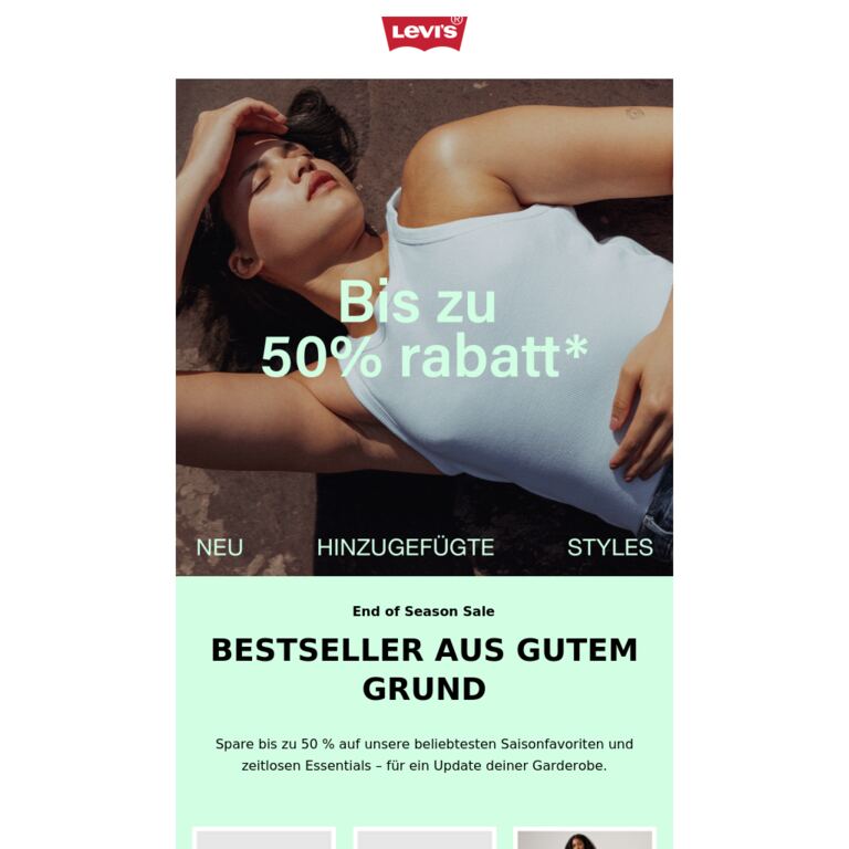 Entdecke unsere beliebtesten Fits – bis zu 50 % Rabatt* - newsletter screenshot