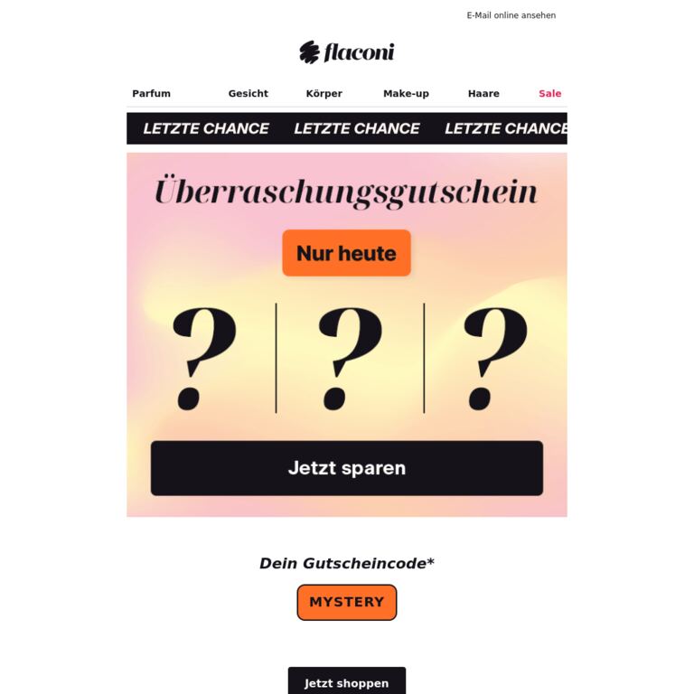 FINALE: Geheimen Gutschein einlösen 🗝️ - newsletter screenshot