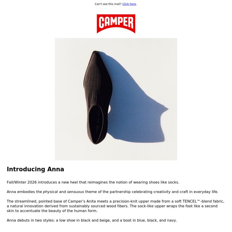 Anna | CAMPER × ISSEY MIYAKE  - newsletter screenshot
