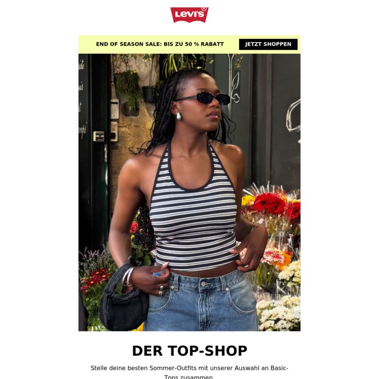 Neue Sommer-Tops - newsletter screenshot