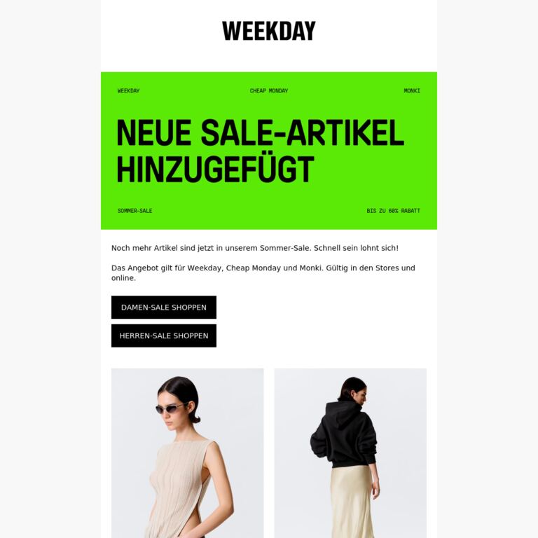 Bis zu 60% | Neue Artikel - newsletter screenshot
