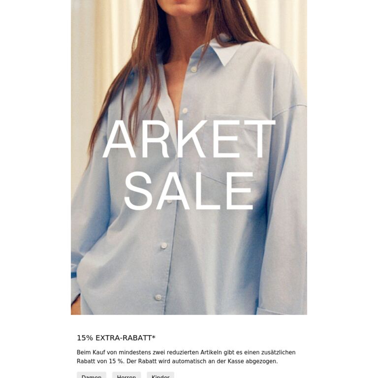NEWS ZUM SALE – 15% EXTRA-RABATT* - newsletter screenshot