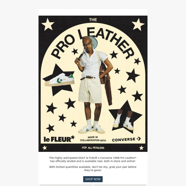 GOLF le FLEUR x Converse 1908 Pro Leather Sneakers - newsletter screenshot