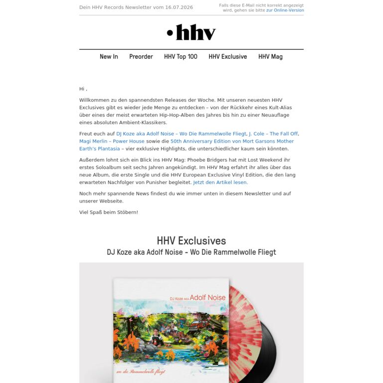 J. Cole | DJ Koze | Magie Merlin | Mort Garson - newsletter screenshot
