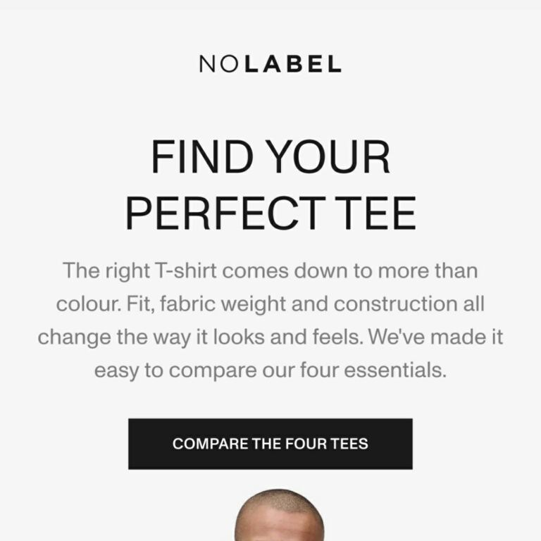 Find your perfect Tee - newsletter screenshot