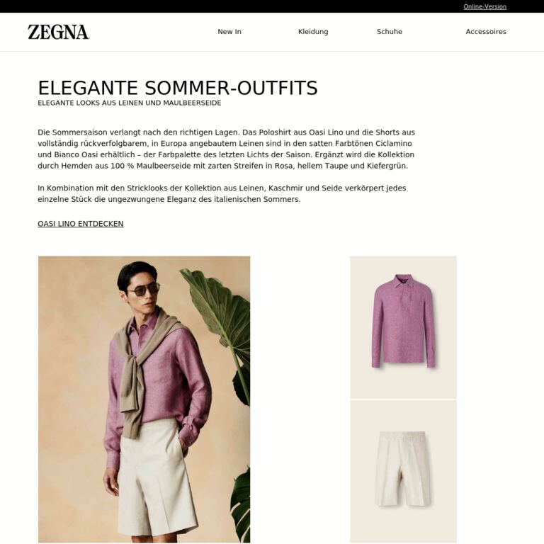 Elegante Looks aus Leinen und Maulbeerseide - newsletter screenshot