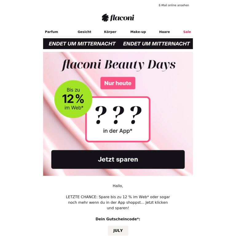LETZTE CHANCE: Bis zu ...% für dich! 🚨  - newsletter screenshot