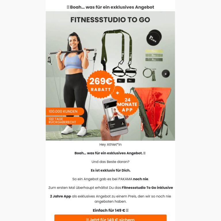 🤯 Exklusiv für Dich: Fitnessstudio To Go + 2 Jahre App für 149€ - newsletter screenshot