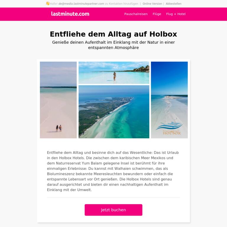 Holbox Hotels: Mehr Harmonie erleben - newsletter screenshot