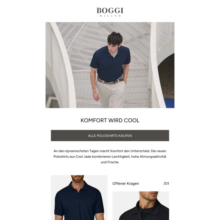 Neuheiten: Poloshirt in Cool Jade - newsletter screenshot
