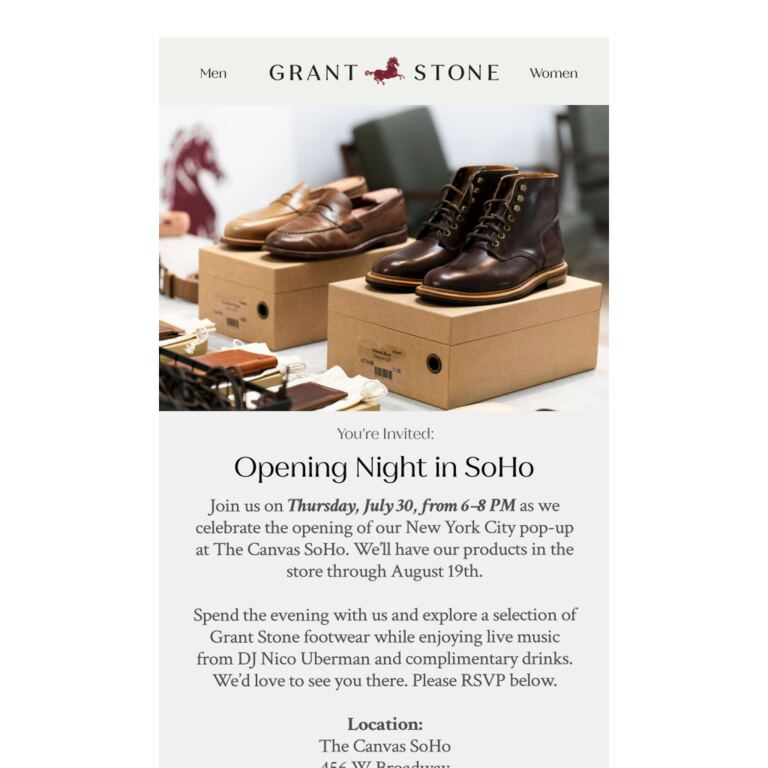 Visit Us In NYC Opening Night - newsletter screenshot