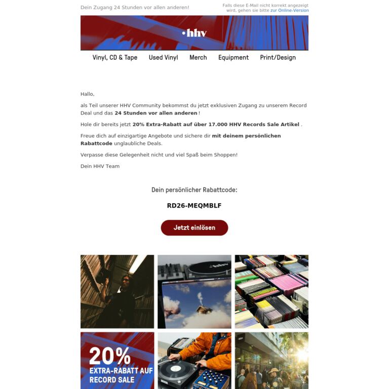 Record Deal: Exklusiver Pre-Access. Sei unter den Ersten! - newsletter screenshot