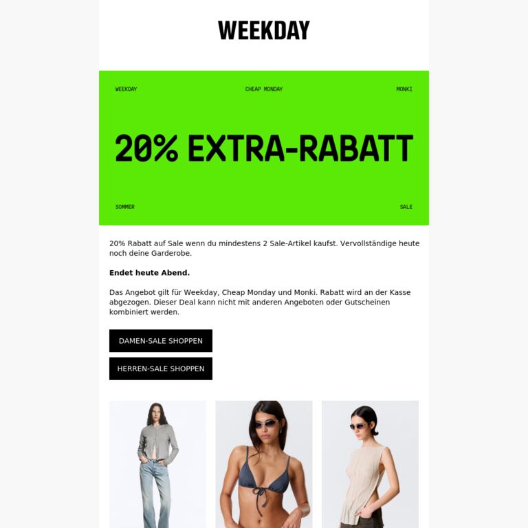 LETZTE CHANCE | 20% EXTRA-RABATT - newsletter screenshot