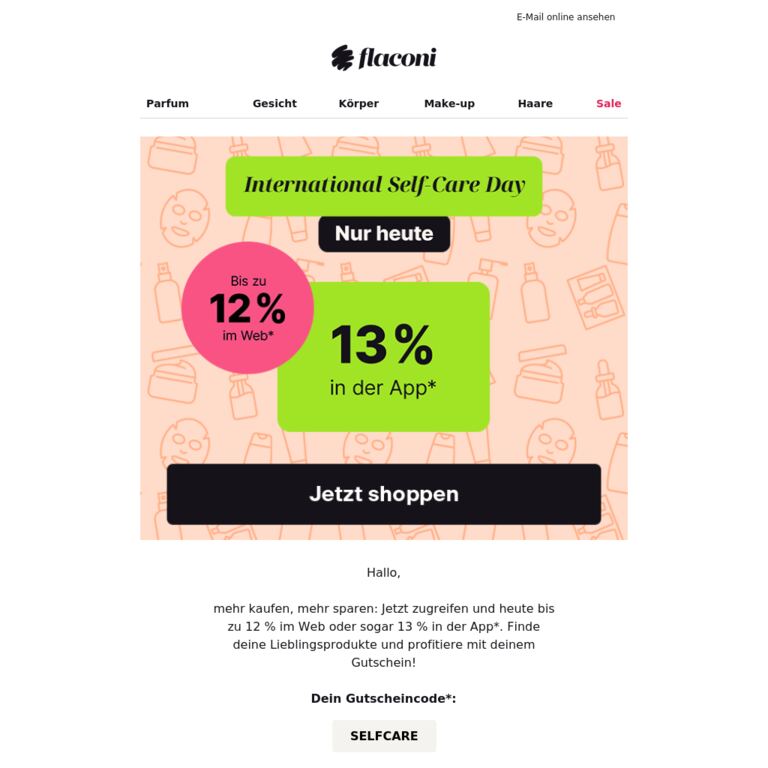 Hier sind 13 % für dich 🛍️ - newsletter screenshot