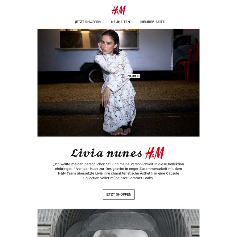 Lívia Nunes H&M ist da - newsletter screenshot