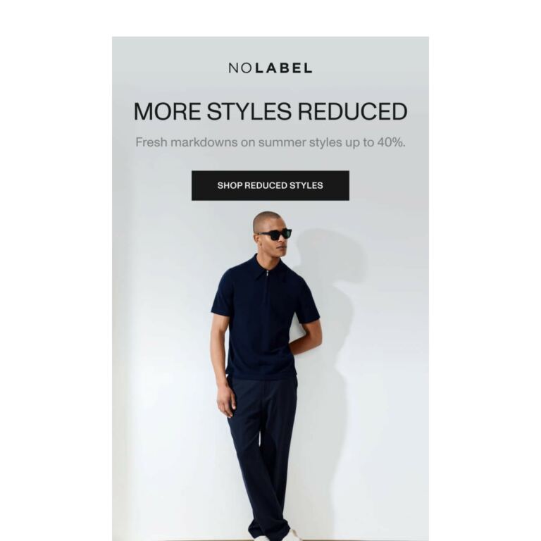 More styles, up to 40% off - newsletter screenshot