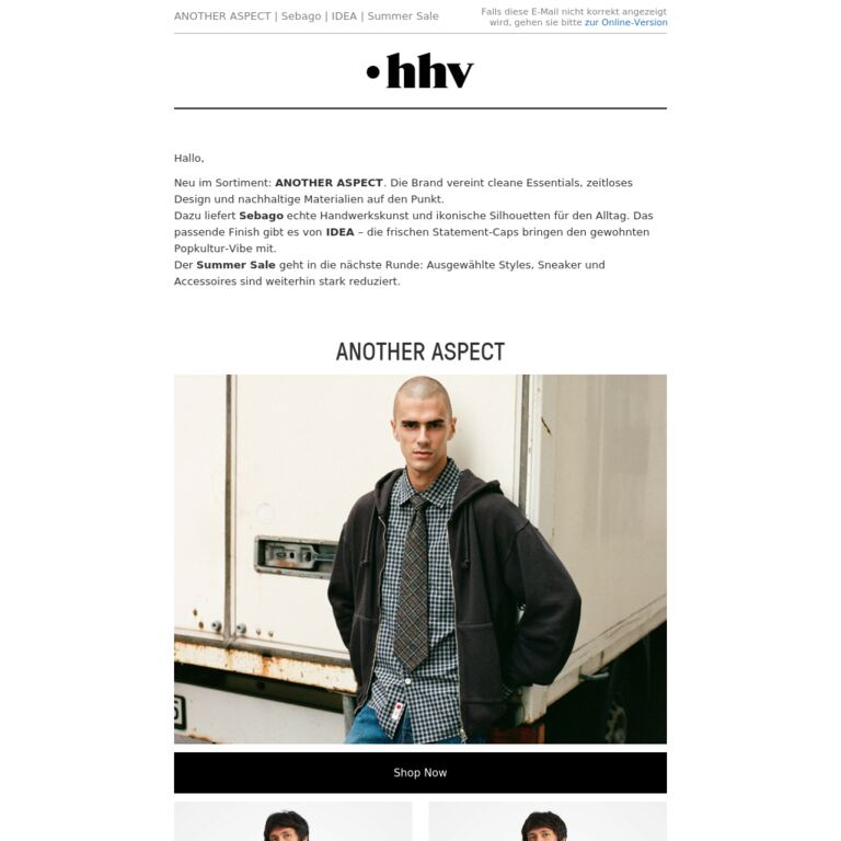ANOTHER ASPECT | Sebago | IDEA | Summer Sale - newsletter screenshot