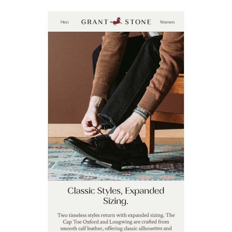More Styles, Now in EEE Width - newsletter screenshot