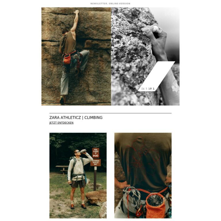 ZARA ATHLETICZ | CLIMBING - newsletter screenshot