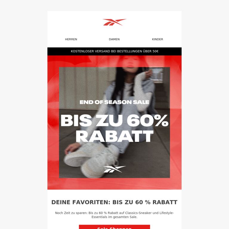 Bis zu 60 % Rabatt geht weiter - newsletter screenshot