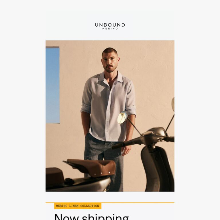 Now Shipping | Linen Collection 😎 - newsletter screenshot