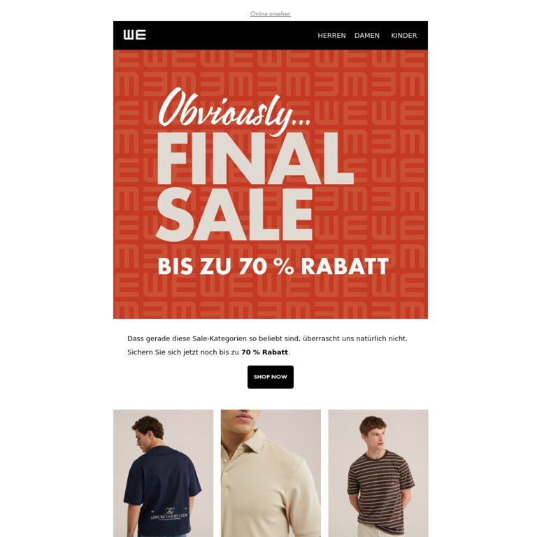 Bis zu -70 % – das sollten Sie nicht verpassen - newsletter screenshot