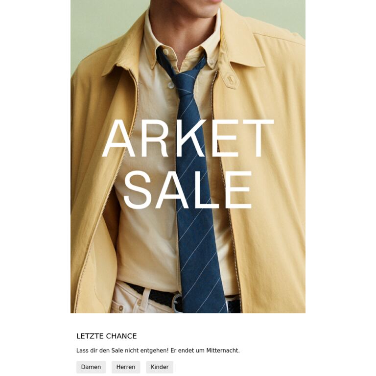 SALE – LETZTE CHANCE - newsletter screenshot